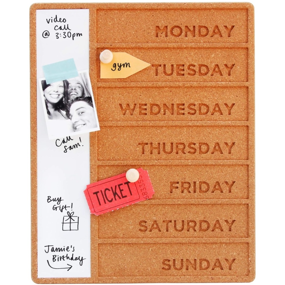 Suck UK Cork Whiteboard Weekly Weekday Planner Desk Schedule Wayfair NEW